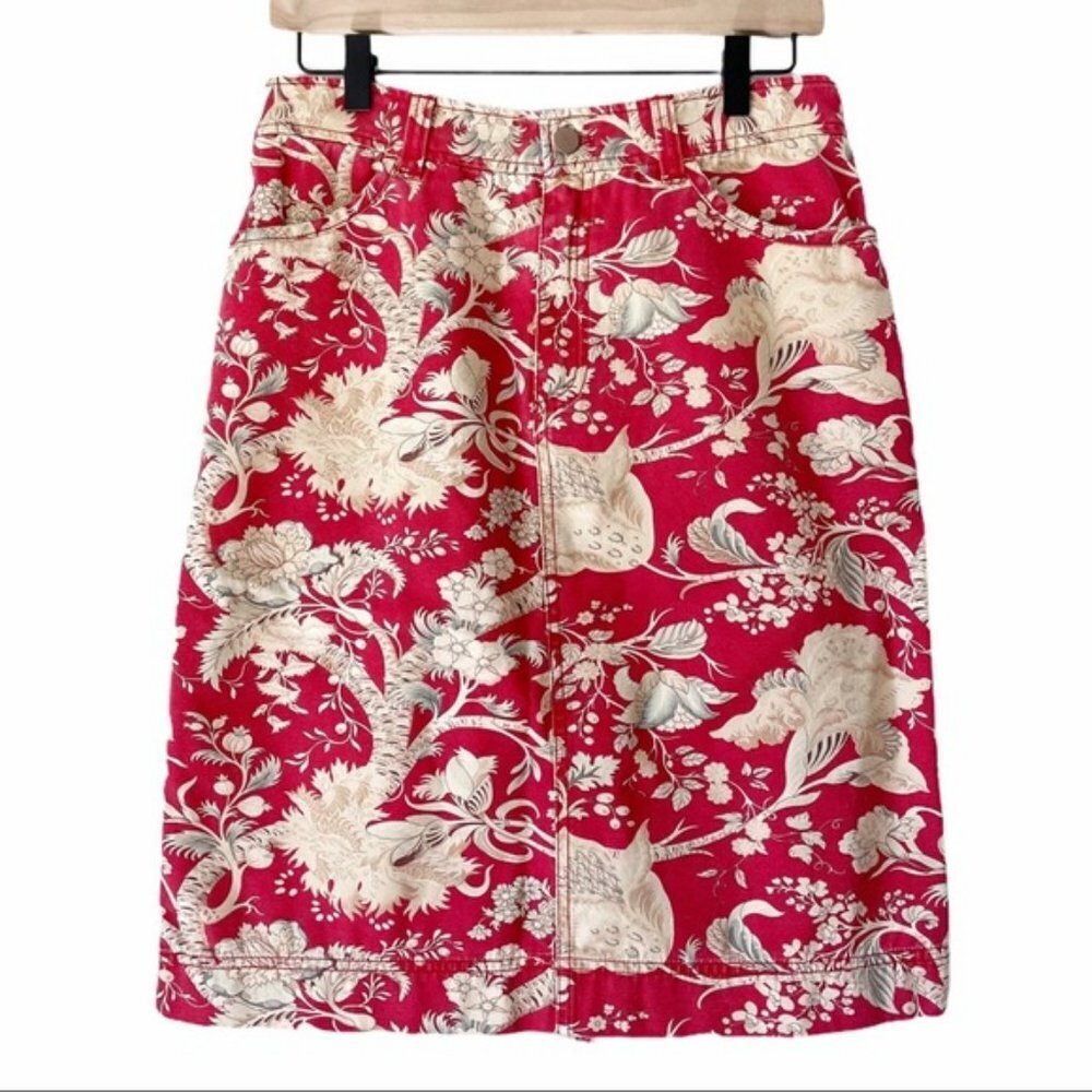 Pendleton Red & Cream Oriental Floral Skirt